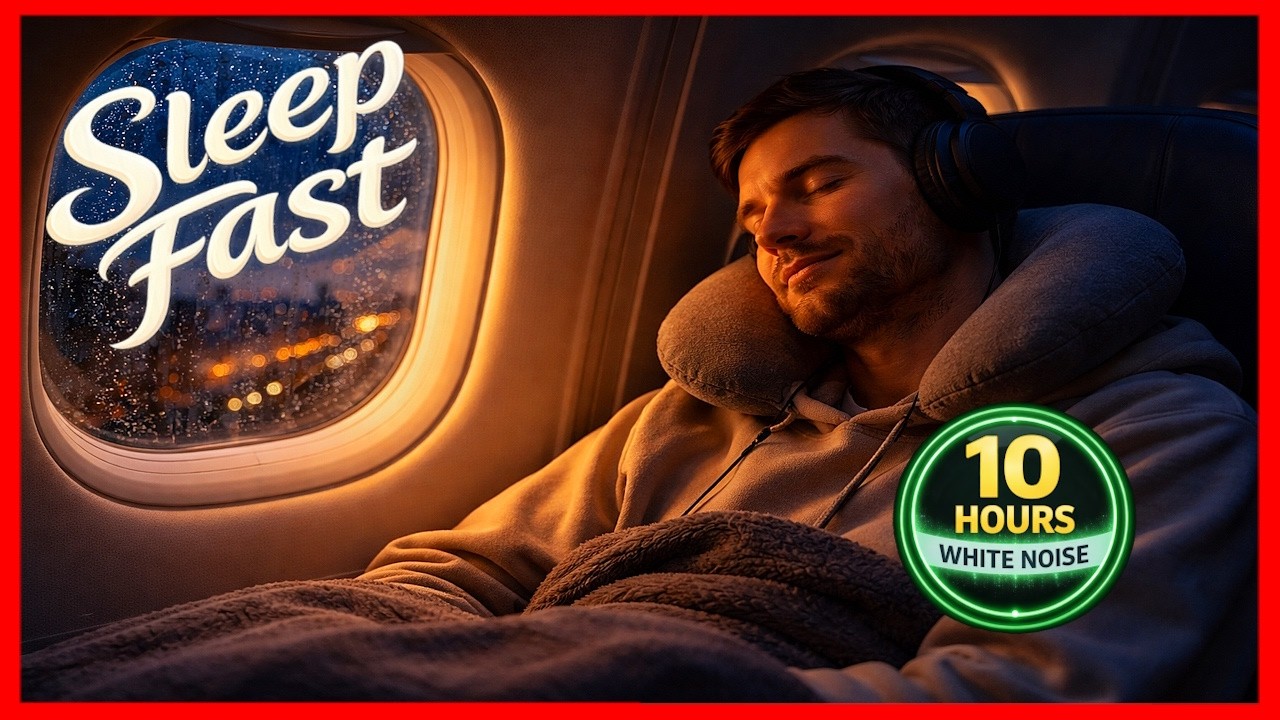 Relaxing Rain on a Plane Window, Fall Asleep Fast, 10 Hours White Noise