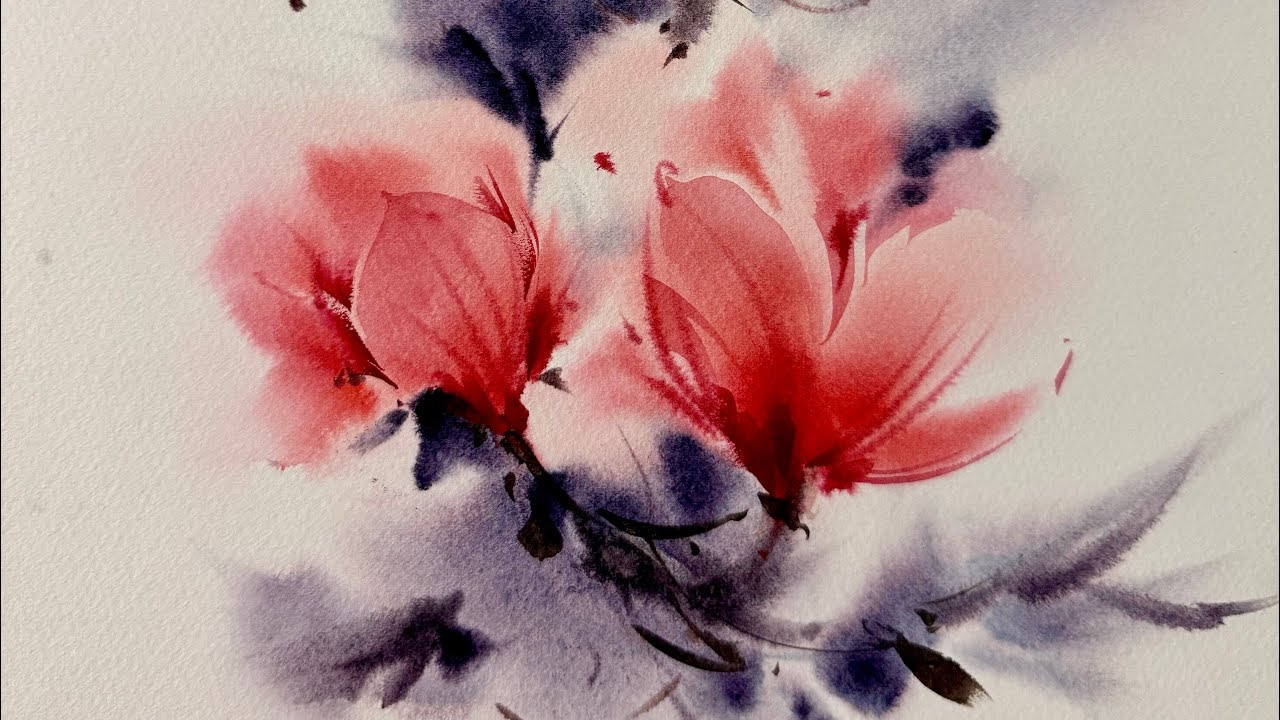How to paint pink Magnolia in watercolour