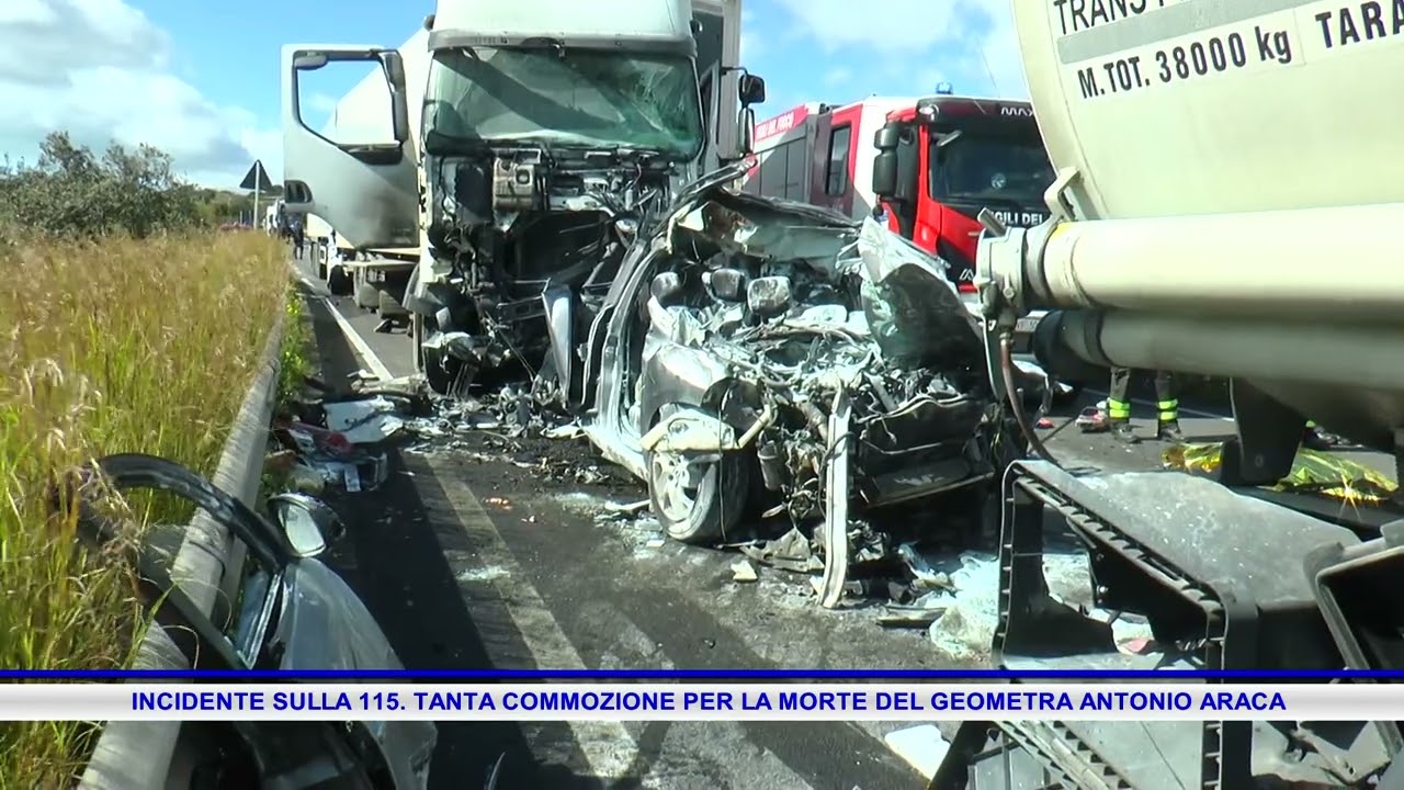 INCIDENTE SULLA 115  TANTA COMMOZIONE PER LA MORTE DEL GEOMETRA ANTONIO ARACA