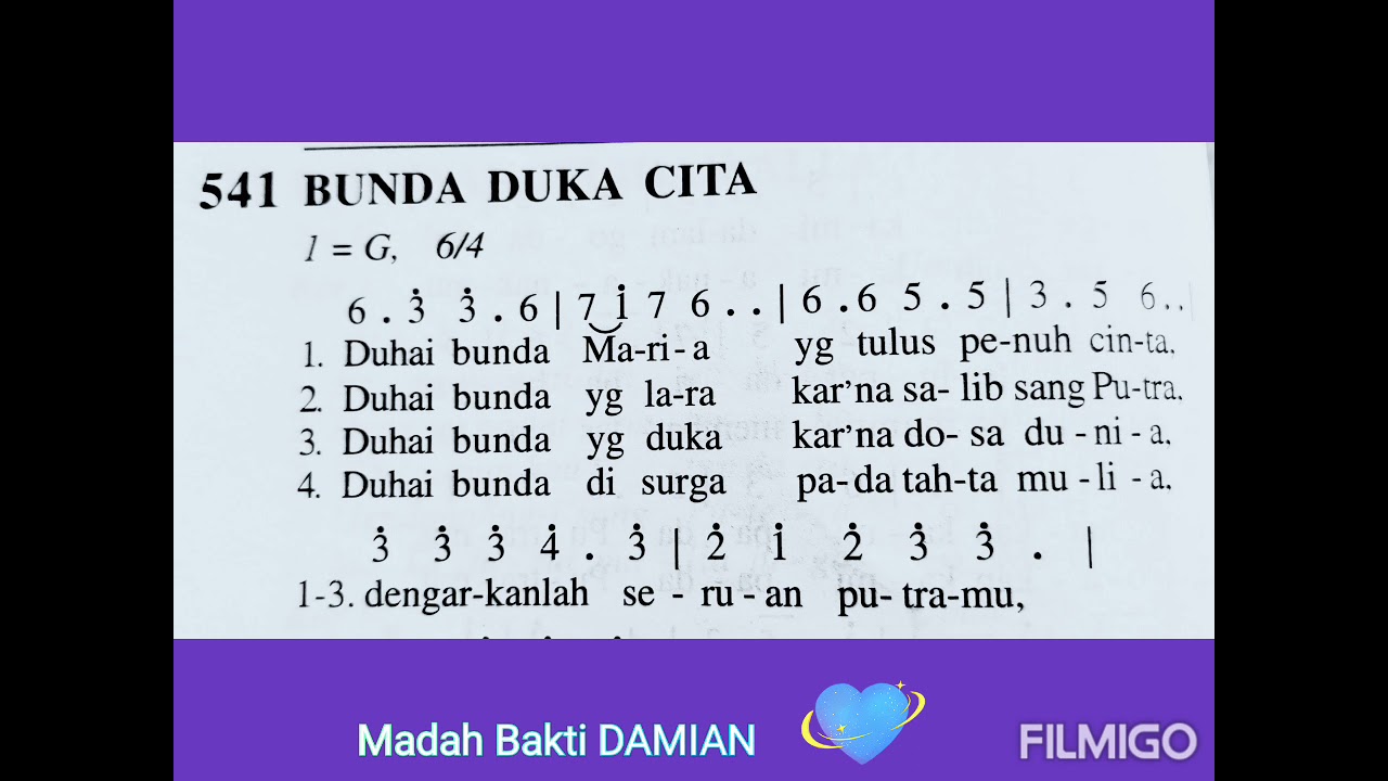 Lagu Madah Bakti 541 💜 BUNDA DUKA CITA