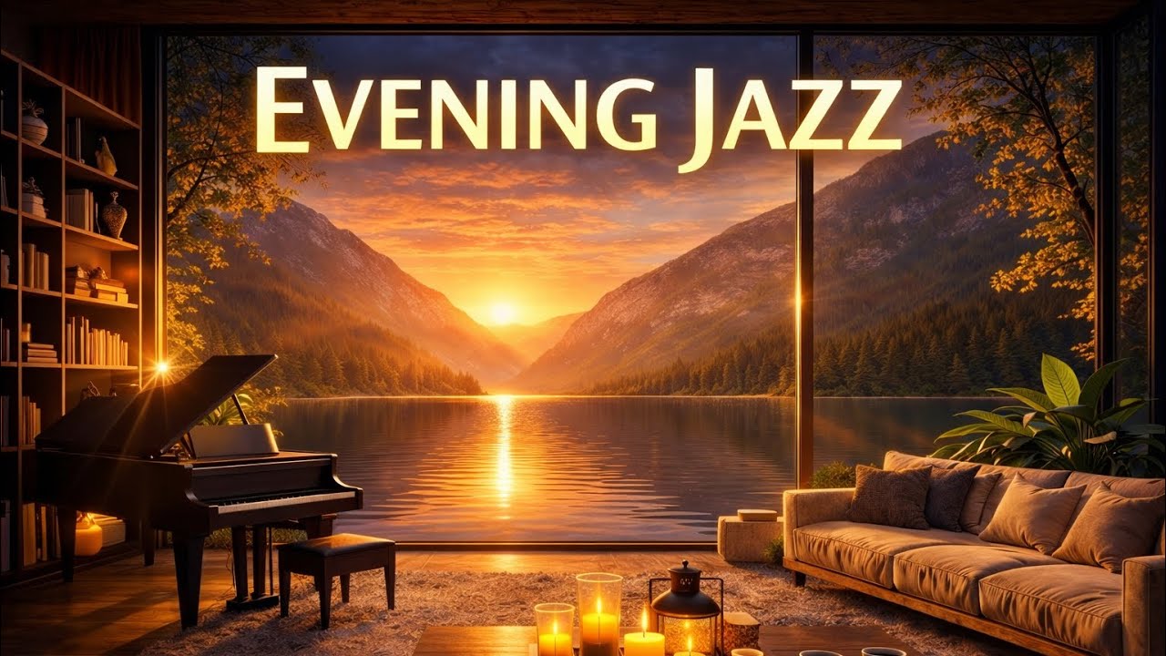 Evening Jazz Lounge 🌙 Soft Smooth Jazz & Calm Lake Sunset View