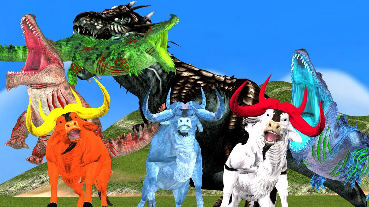 Dark Dinosaur vs Zombie Crocodile Fight Cartoon Animal Revenge Stories Giant Animal Fights Video