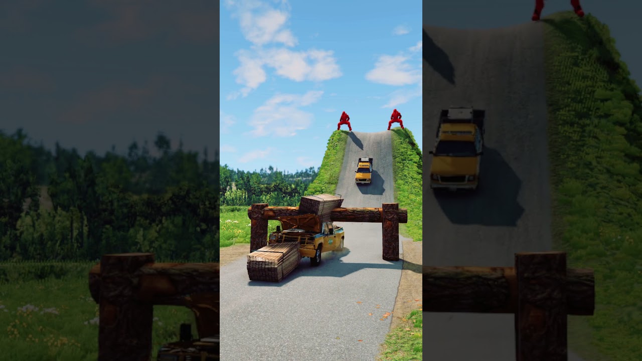 Truck VS Logs Trap Crash - BeamNG.drive