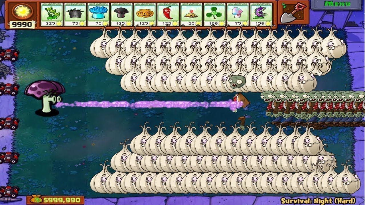 Plants vs Zombies Hack - Scaredy Shroom vs Gargantuar and 9999 Zombies
