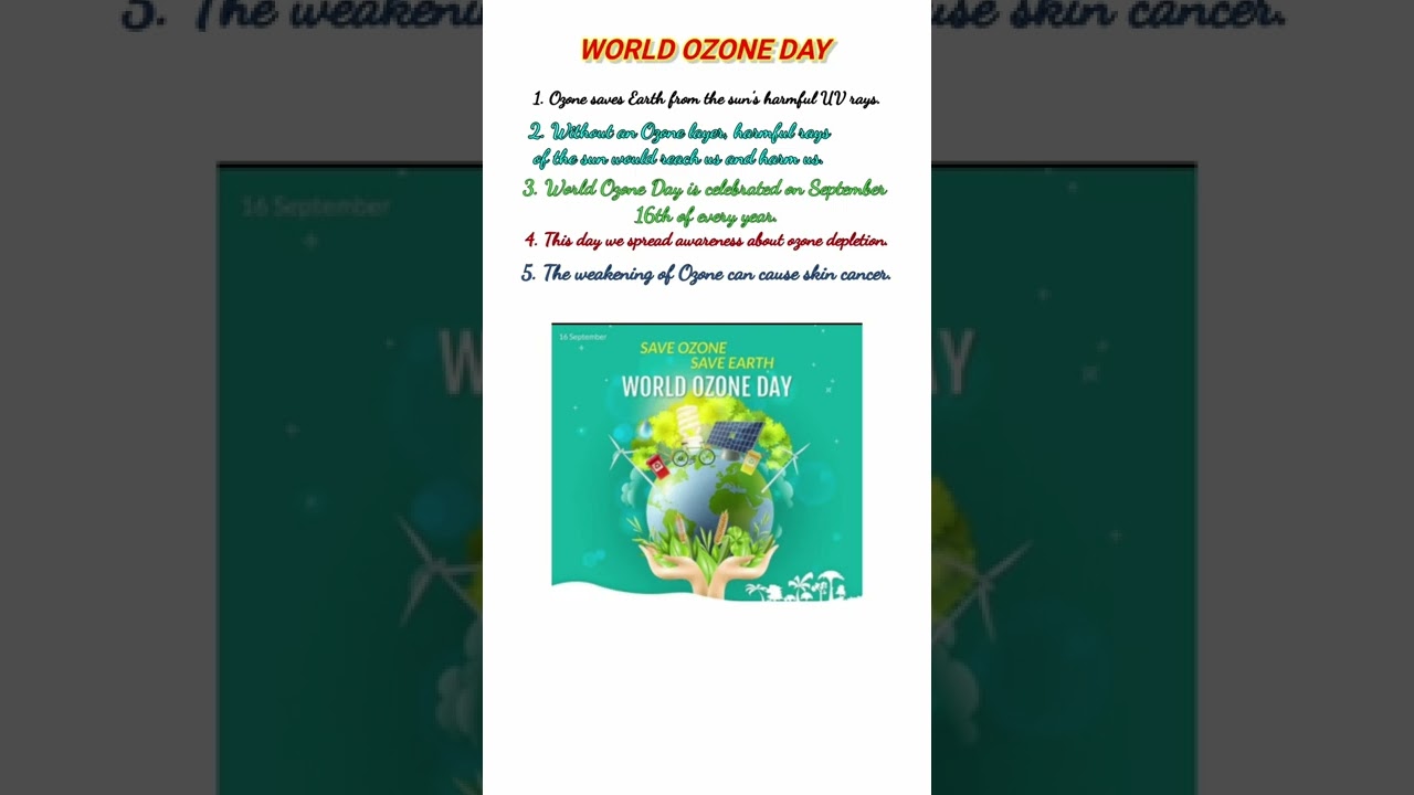 World Ozone day | Ozone day facts | 5 lines on ozone day | 10 lines about ozone gass | 