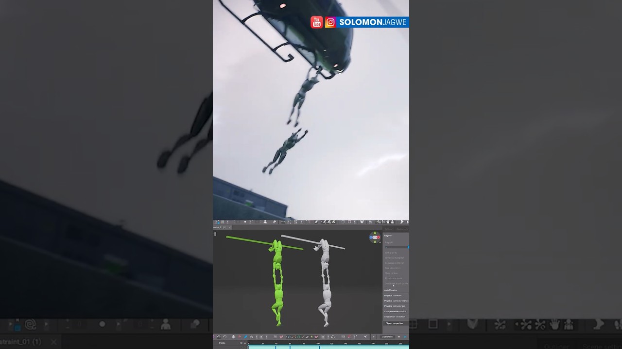 Realistic Character Animation for Short Films using Cascadeur 2025.1 ~ Ragdoll & In-Betweening
