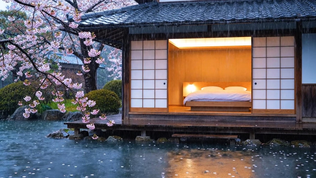 Relaxing Rain Sounds for Deep Sleep | Cozy Japanese Room & Soft Spring Rain 🌧️💤