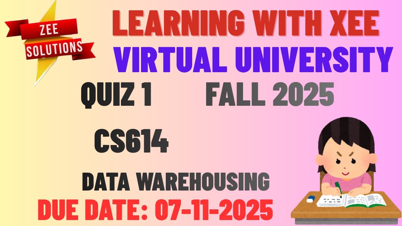 CS614 Data Warehousing Quiz 1 Fall 2025 Virtual University of Pakistan