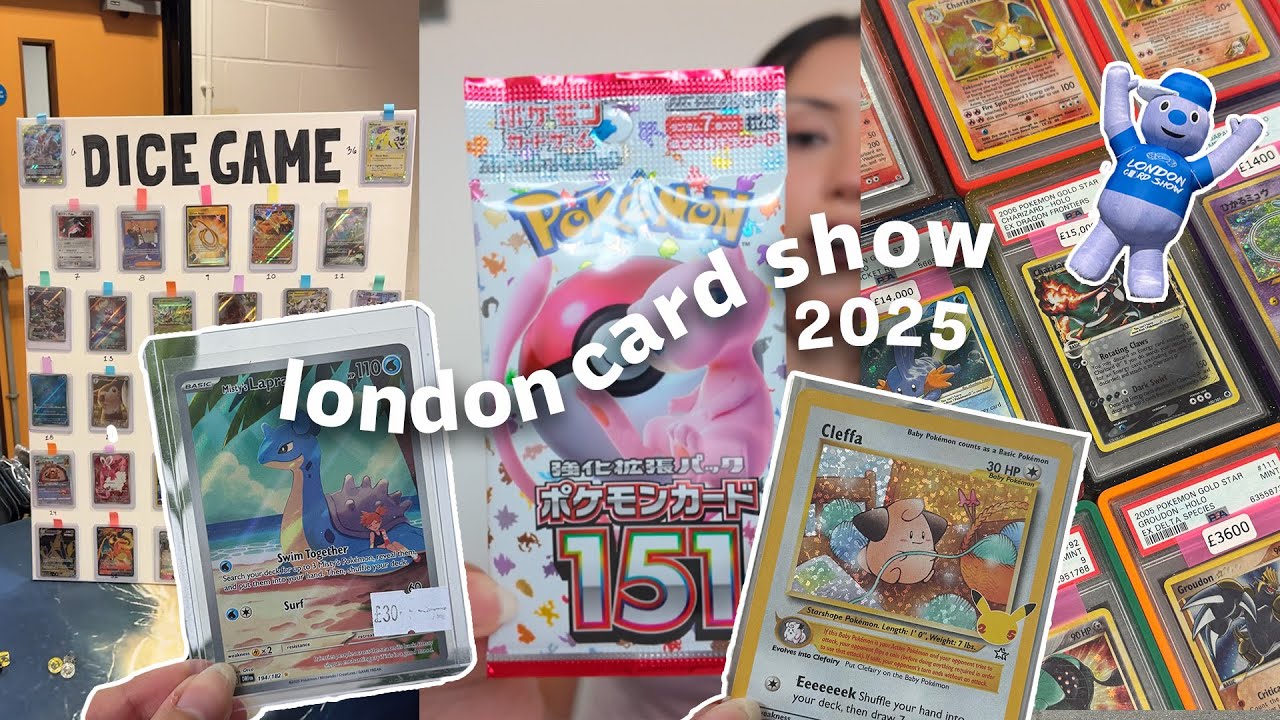 my first london card show ! (buyer pov) | mega evolutions opening + cute pokémon card haul