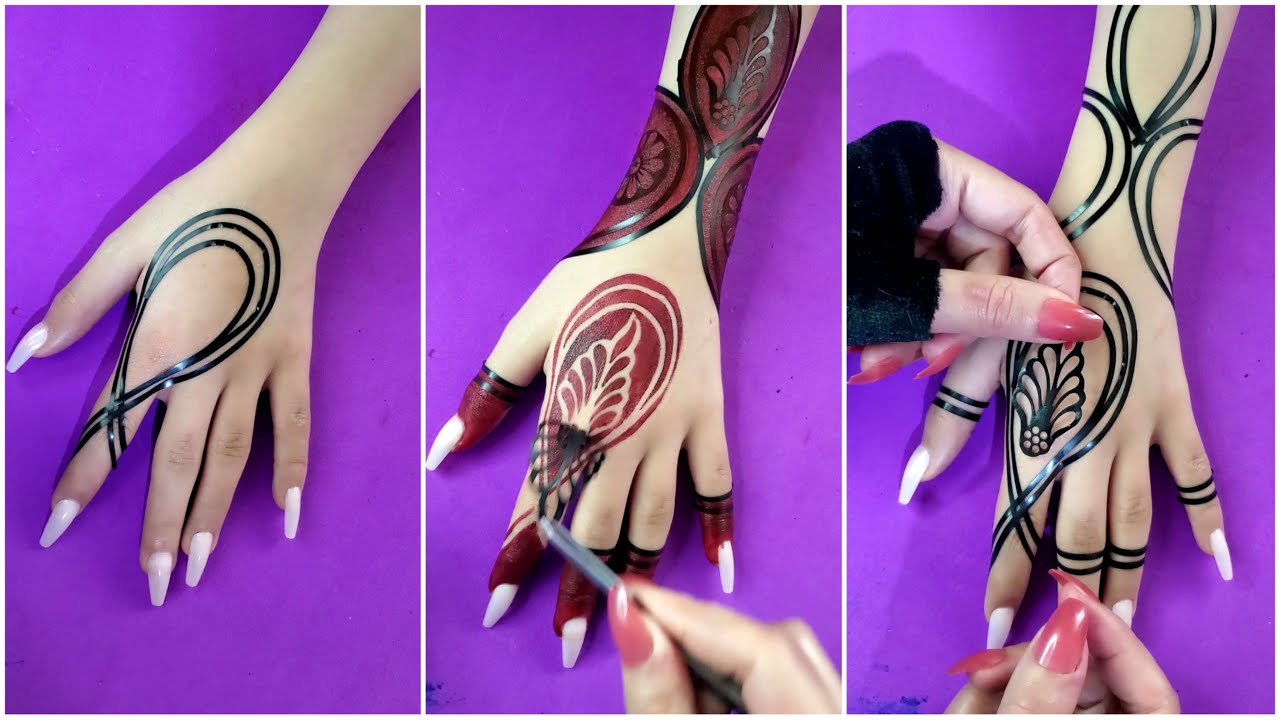 أجمل نقش حنه بالشرائط السودانية للعروسة 😍 HowTo Apply Henna Tattoo Stickers/Henna Tattoo|