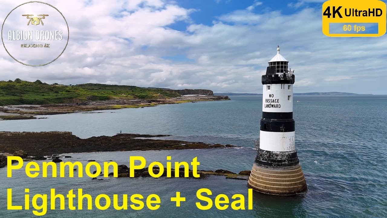 A Lighthouse and a Lazy Seal, Penmon Point, Anglesey - DJI AIR3 4K 60fps