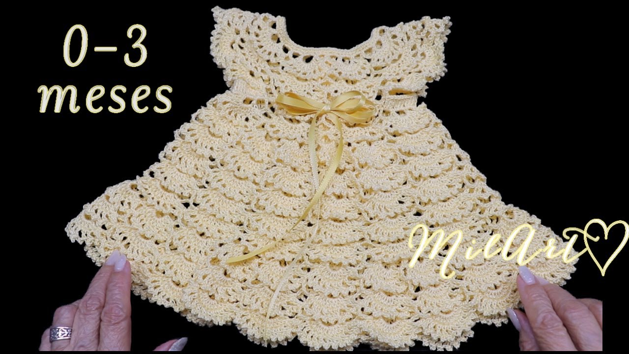 Vestido Crochet 0 a 3 Meses Amarillo BB