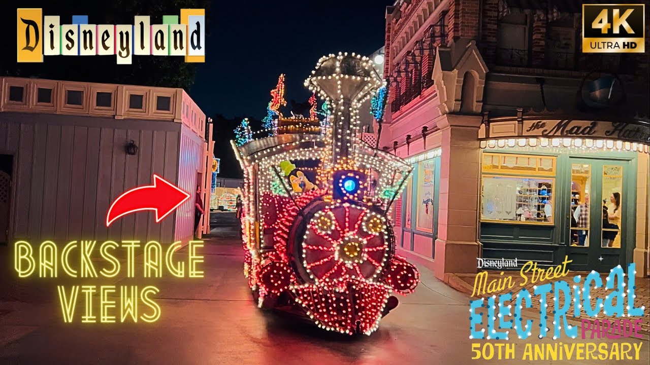 Full unedited Main Street Electrical parade 50th Anniversary at Disneyland  with  Backstage Views