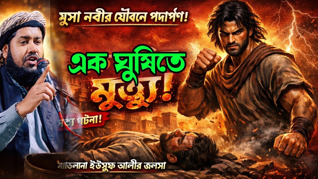 মুসা নবীর যৌবনে পদার্পণ !! মুসা নবী এক ঘুষিতে মানুষ মেরে ফেলে ফেলেছিল। মাওলানা ইউসুফ আলীর জলসা।