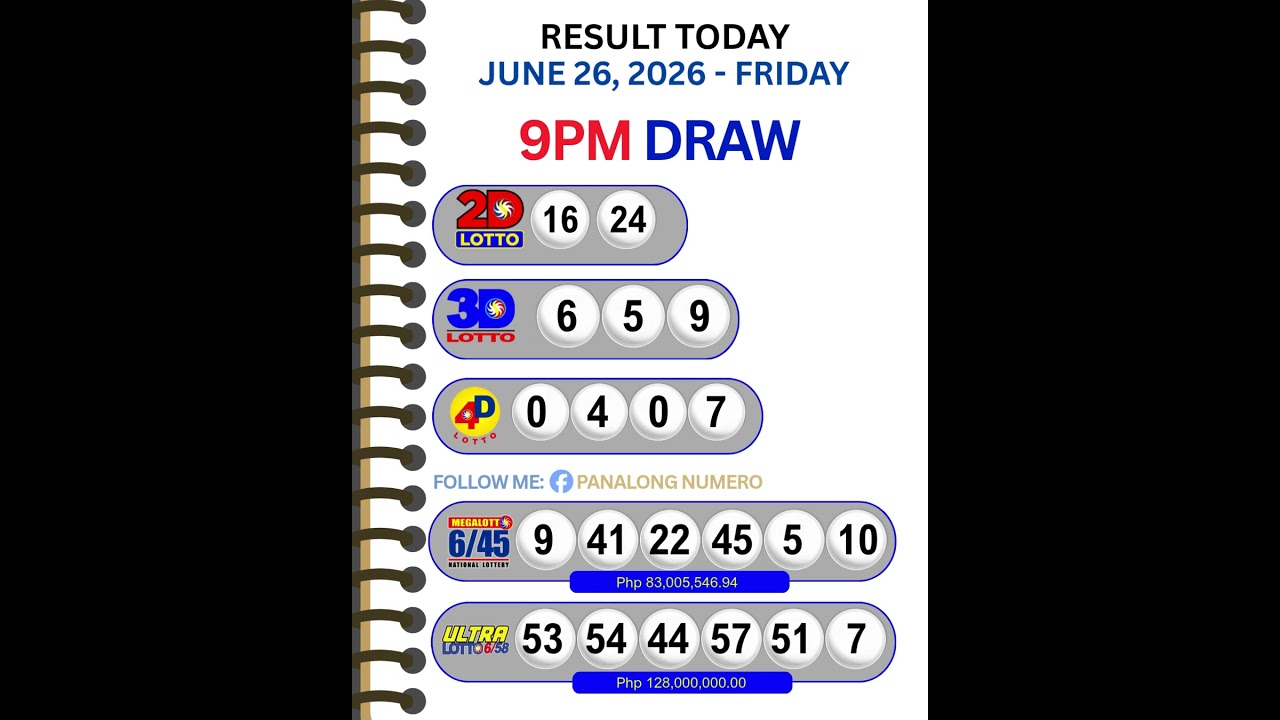 Lotto Result Today 9PM - June 26, 2026 #2dlotto #3Dlotto #lottoresult #lotto #3dlotto #win #stlswer3