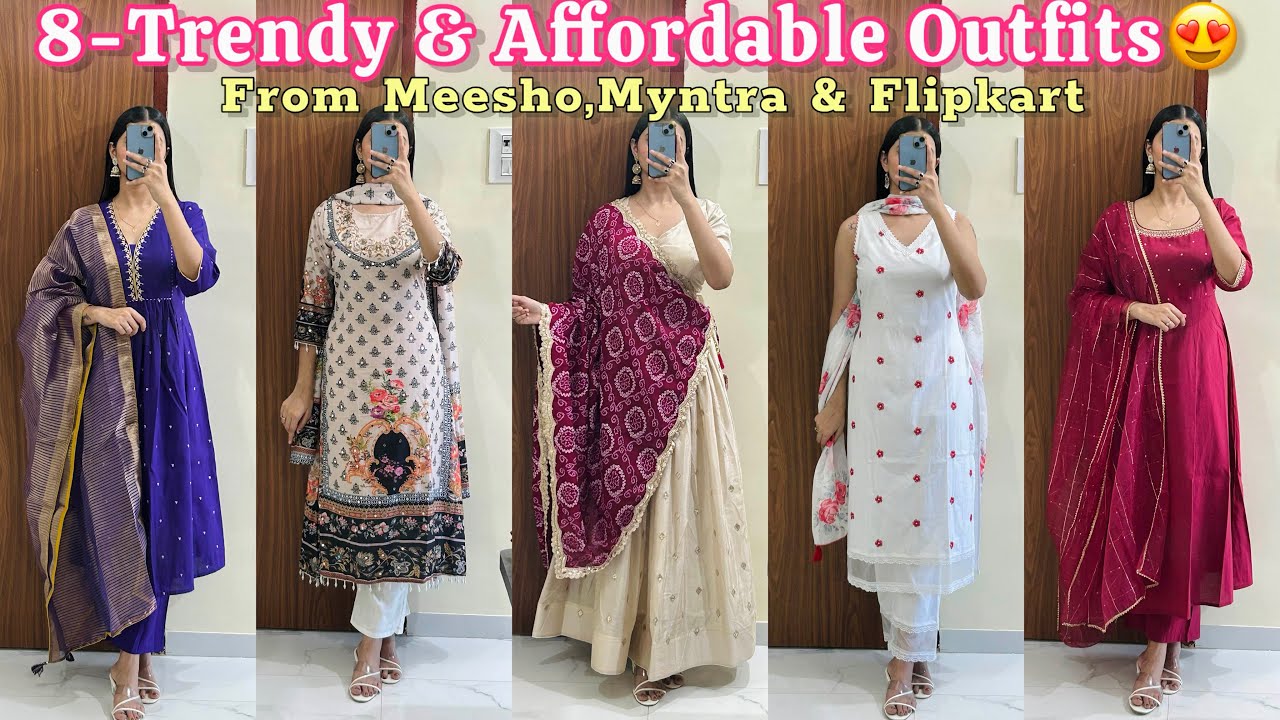 Trendy & affordable outfits from Meesho,Myntra & Flipkart😍/Kurta sets,Winter wear,Skirt & More#haul 