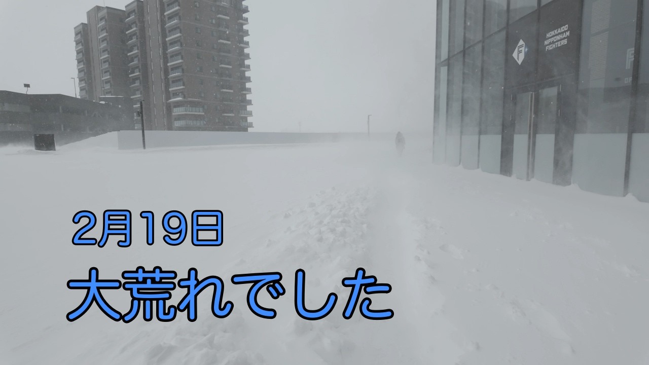 エスコンフィールド北海道・大荒れの天気なので、足場がなくなったのを確認して、早めに帰ります！