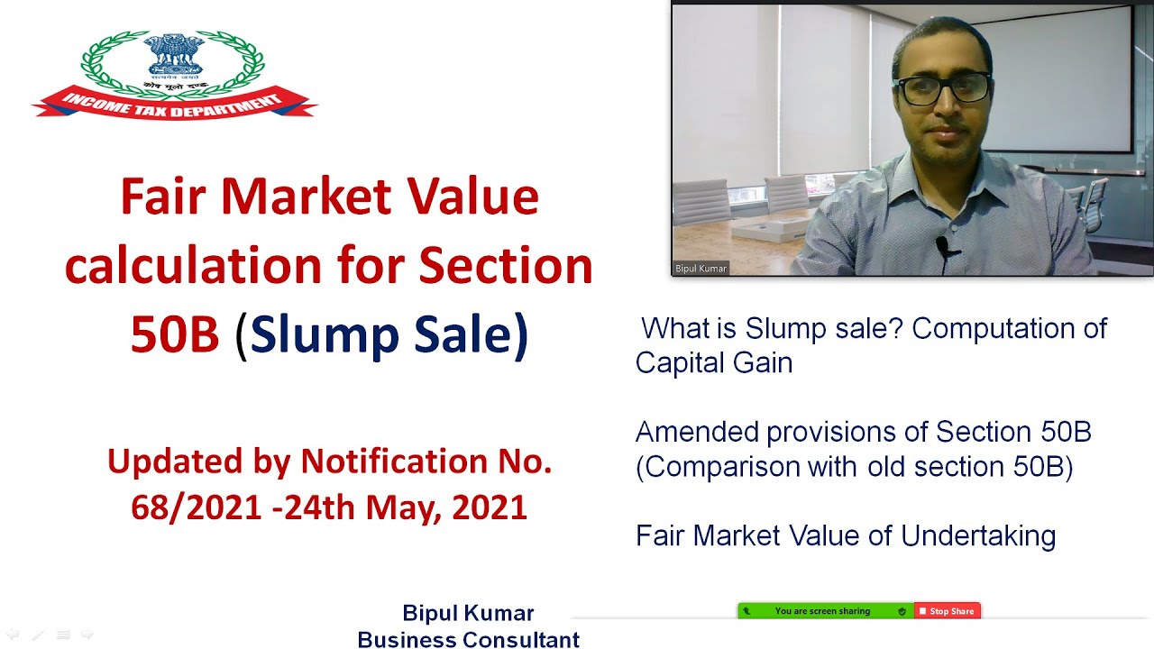 Fair Market Value calculation for Section 50B (Slump Sale) N/No 68/2021 dated 24 May 2021