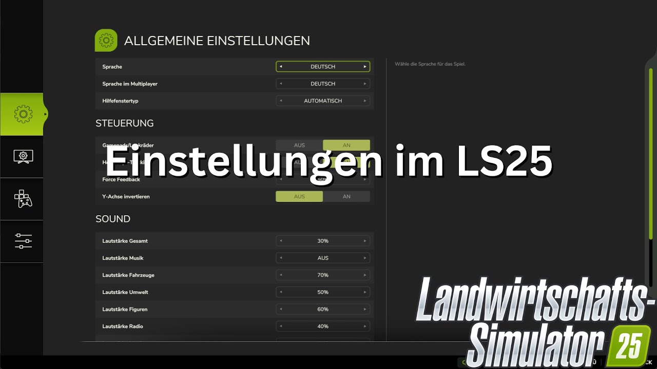 Einstellungen im LS25