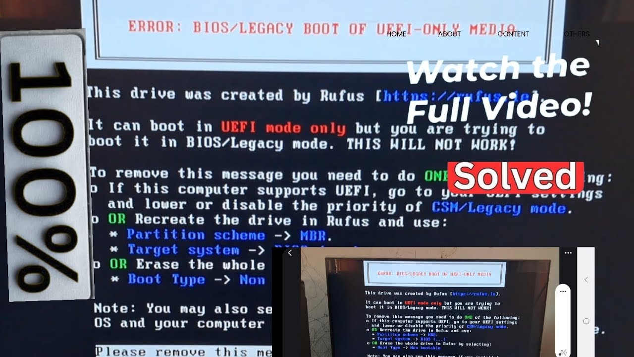 Error BIOS/Legacy Boot of UEFI-Only Media in Boot - Fixed Issue