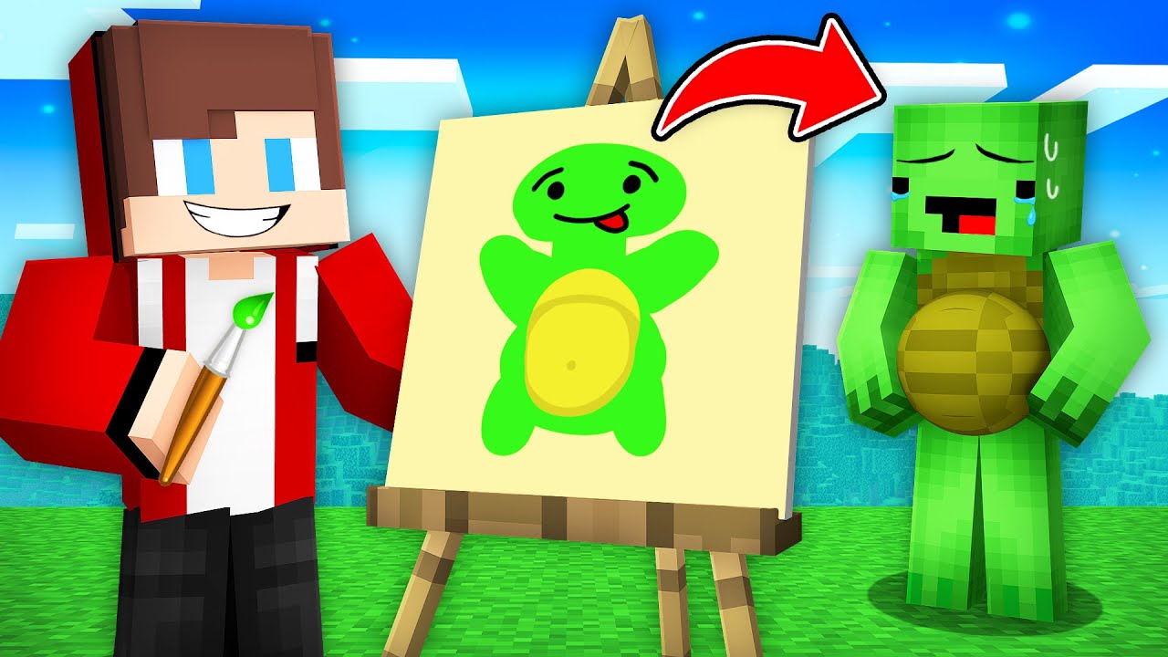 JJ Use DRAWING MOD for PREGNANT PRANK on Mikey in Minecraft! - Maizen