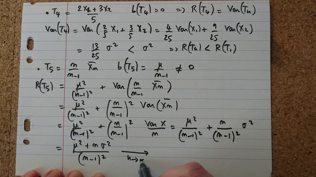 Exemple de calculs de risque quadratique pour des estimateurs statistiques de la moyenne