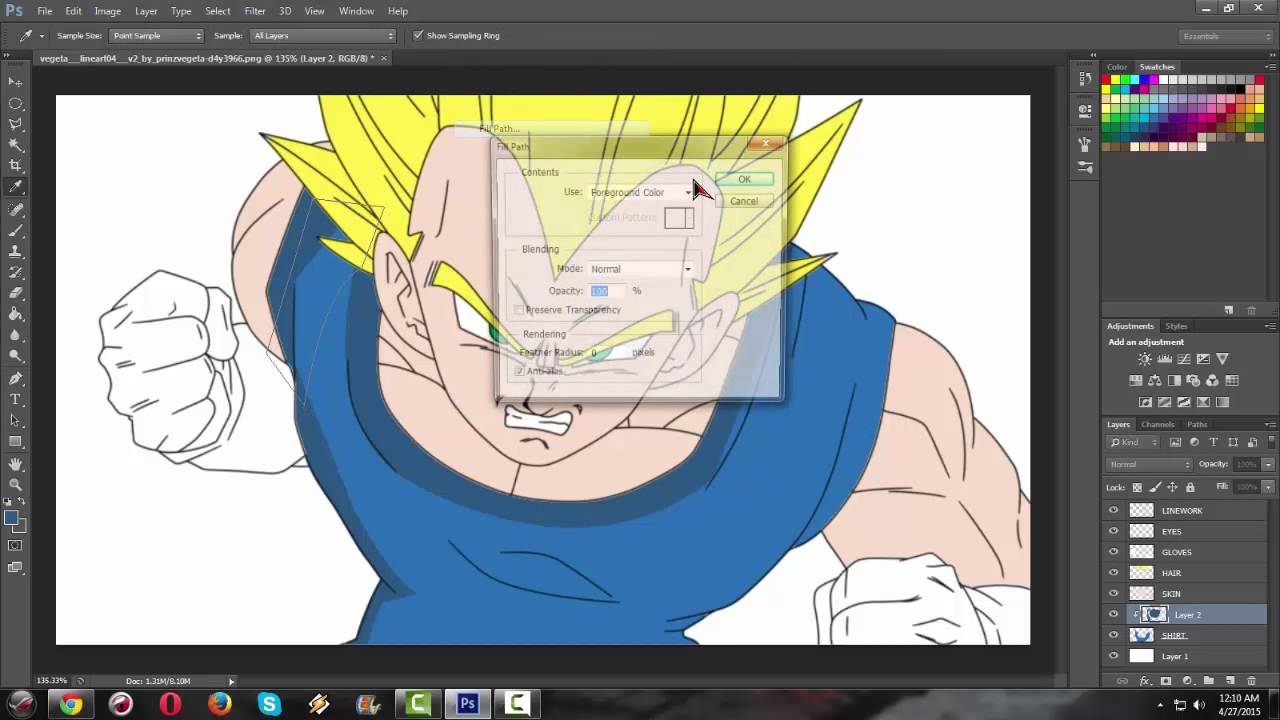 Cel Shading and Coloring your lineart in Photoshop CS6 (using mouse only)