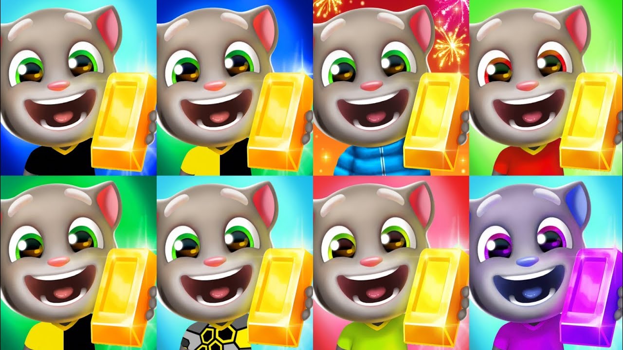 Talking Tom Gold Run Boss Fight,Candyland,Skateboard,Venice Canals,Snowboard,Santa Town,Cyber City