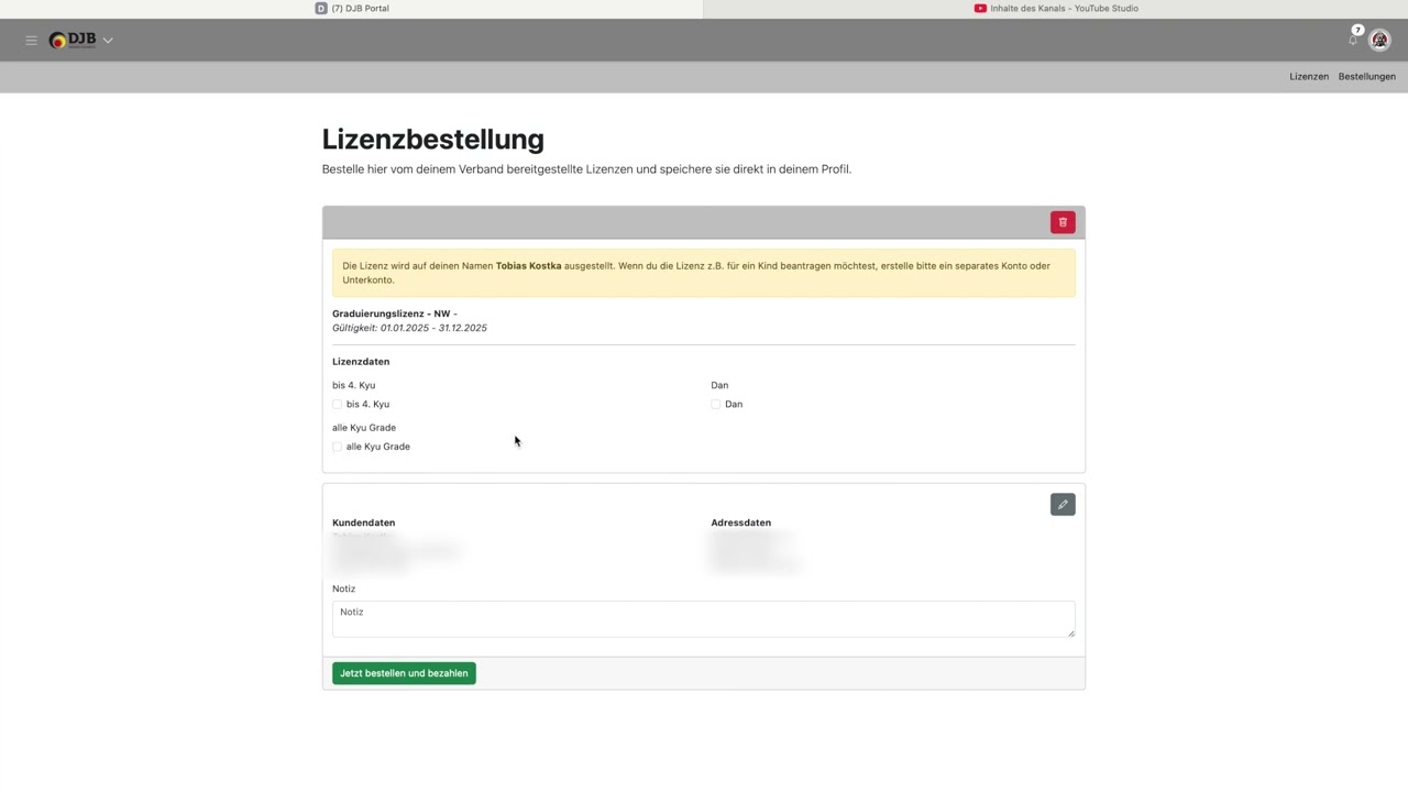 Dokume, Wettkampflizenz aus altem DJB Portal importieren, Prüferlizenz beantragen