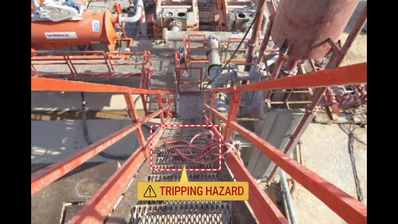 Tripping Hazard on Rig Stairs#RigSafety #TrippingHazard #HousekeepingSafety #HSE