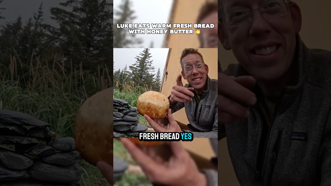 Outdoor Boys Eat Warm Fresh Bread With Honey Butter 🍯 😋