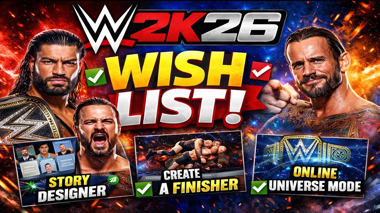 WWE 2K26 WISHLIST…! STORY DESIGNER , CREATE A FINISHER , ONLINE UNIVERSE MODE , ETC…!