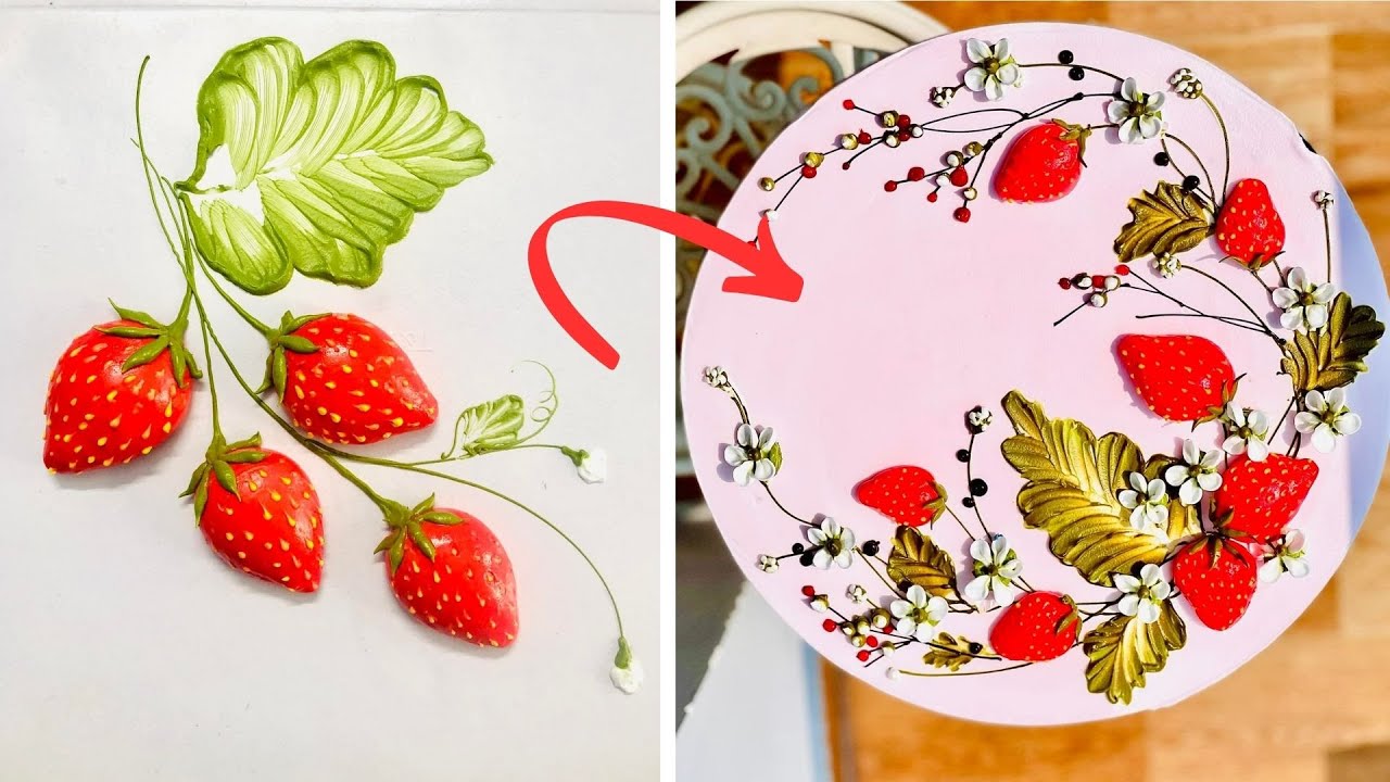 🍓 How to Make Whipped Cream Strawberries for Cake Decorating – Realistic & Beautiful/Decorating #90