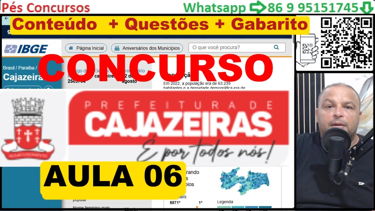 CAJAZEIRAS - PB  - AULA 06 - CONHECIMENTOS SOBRE O MUNICÍPIO