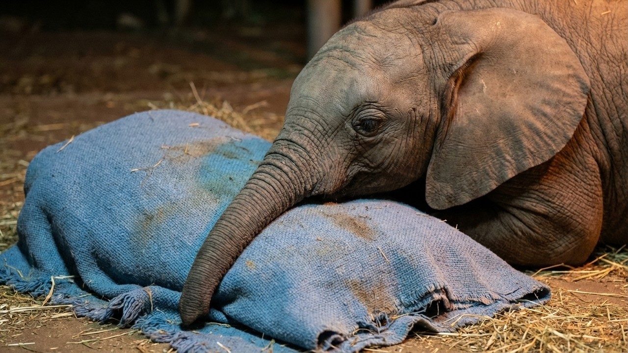 This Baby Elephant Needed Only One Blanket to Sleep — The Reason Will Move You