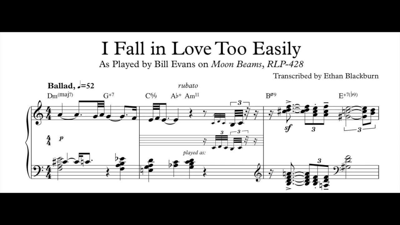 Bill Evans - I Fall in Love Too Easily (Complete Transcription)