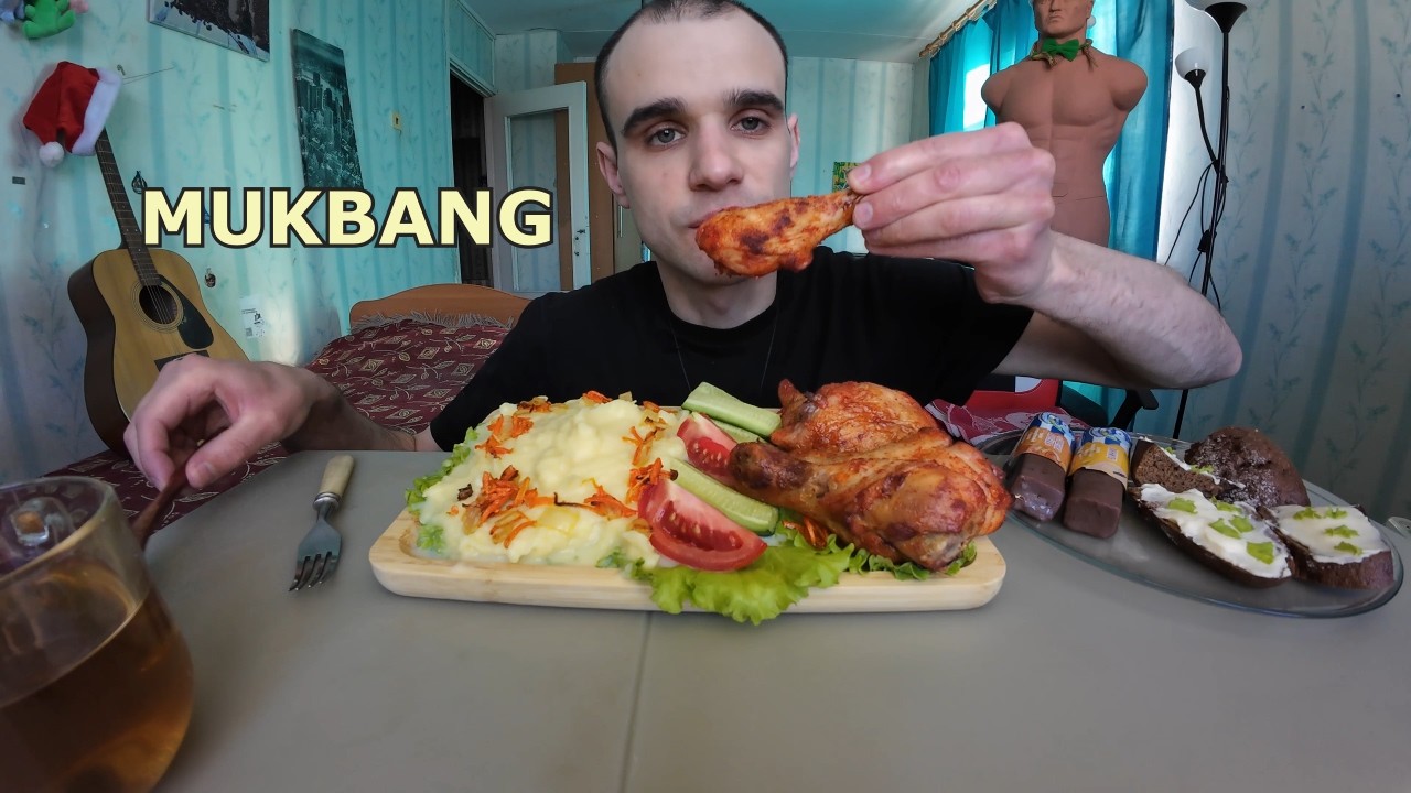 МУКБАНГ КУРИЦА ГРИЛЬ / ПЮРЕ / ОВОЩИ / БУТЕРБРОДЫ / ГЛАЗИРОВАННЫЕ СЫРКИ / EATING MUKBANG ASMR АСМР