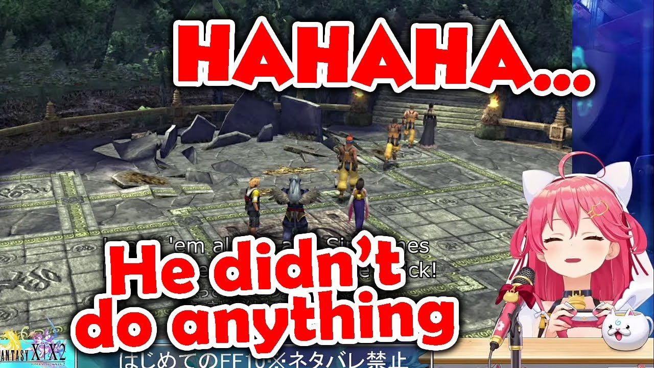 Miko can't stop laughing when FF10 MC doesn't do anything but people are praising him