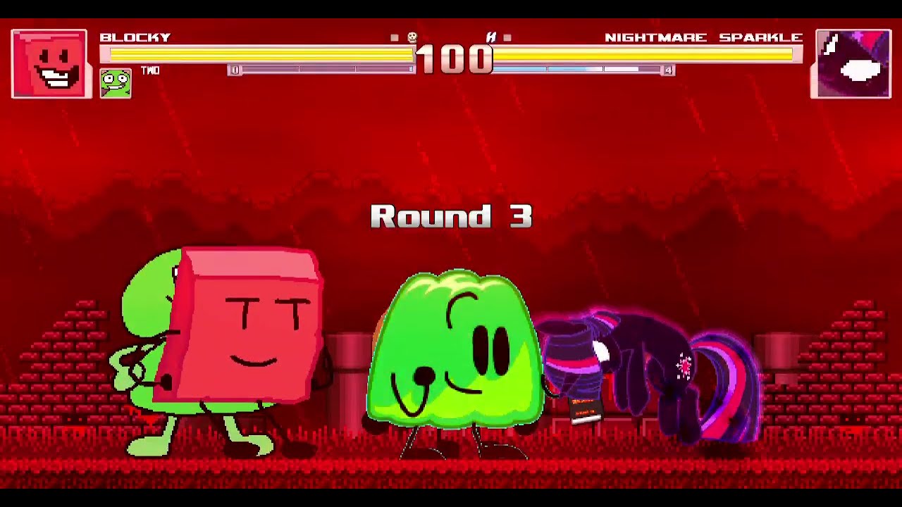 Mugen Request Blocky, Two, Gelatin & Coiny VS Nightmare Sparkle