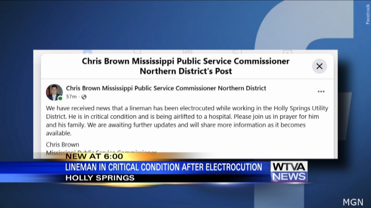 Lineman electrocuted in north Mississippi