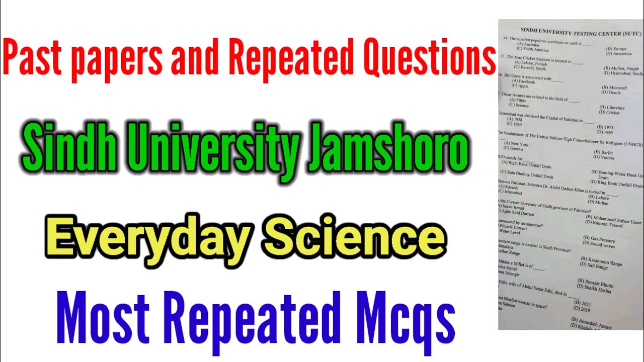 Past papers of Sindh university jamshoro|entry test preparation|mcqs solution|Everyday science