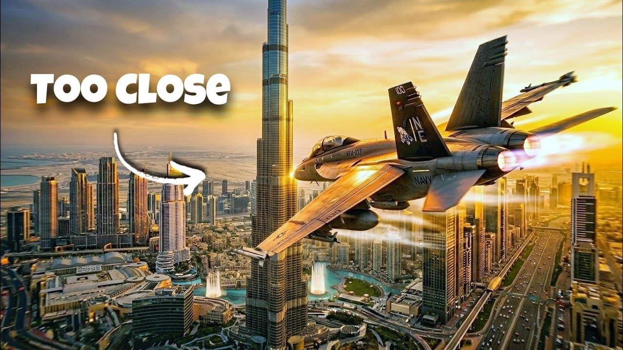 “Flying a Fighter Jet Past the Burj Khalifa… Too Close! 😳”