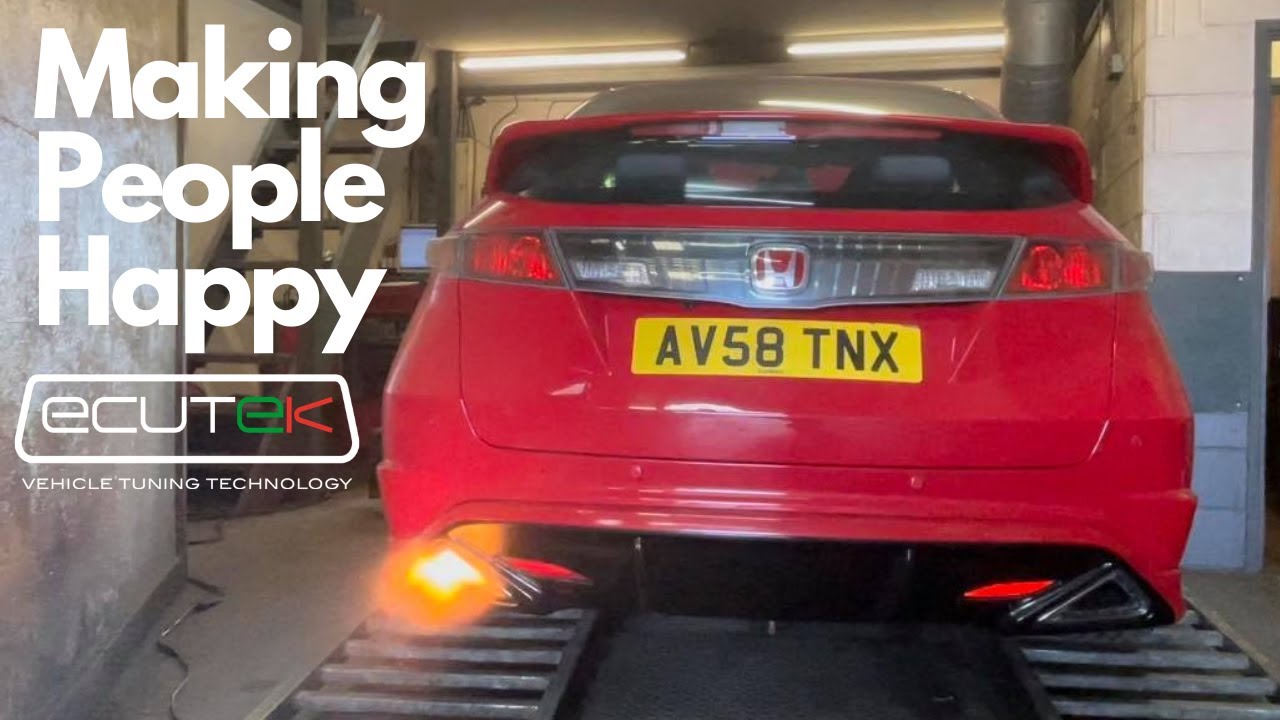 Honda Civic K20 Fn2 Type R Flames on Dyno with Custom Ecutek Live Tune