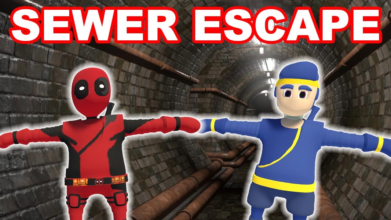 DEADPOOL AND NINJA NEEDS TO ESCAPE CREEPY SEWERS!!! (Human Fall Flat)