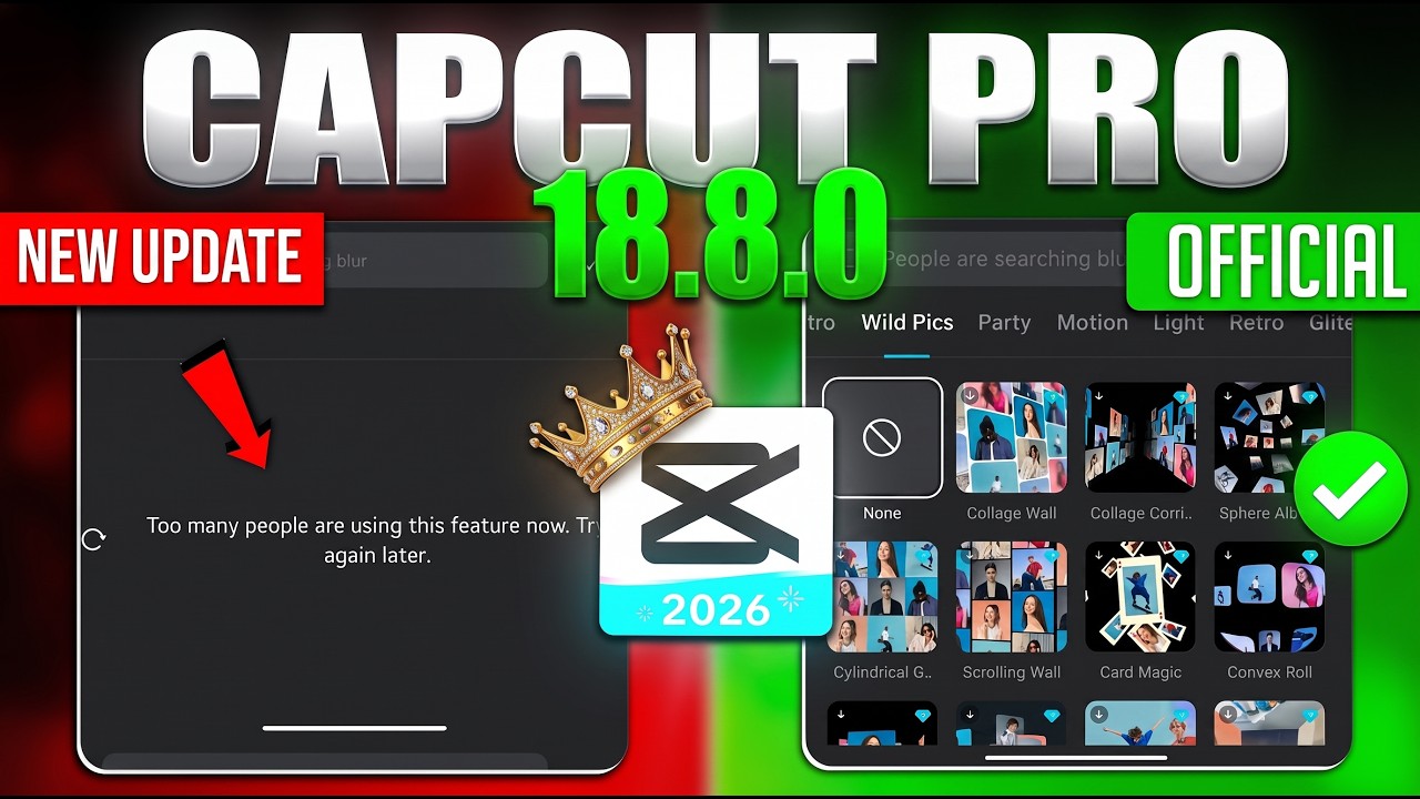 CapCut Pro Latest Update | Capcut 18.8.0 Update | Capcut No Internet & Too Many People Problem ✅