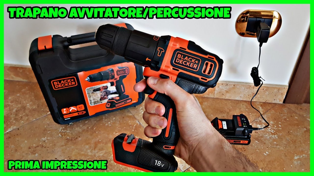 Trapano avvitatore/percussione a batteria - Black Decker BDCHD18K QW