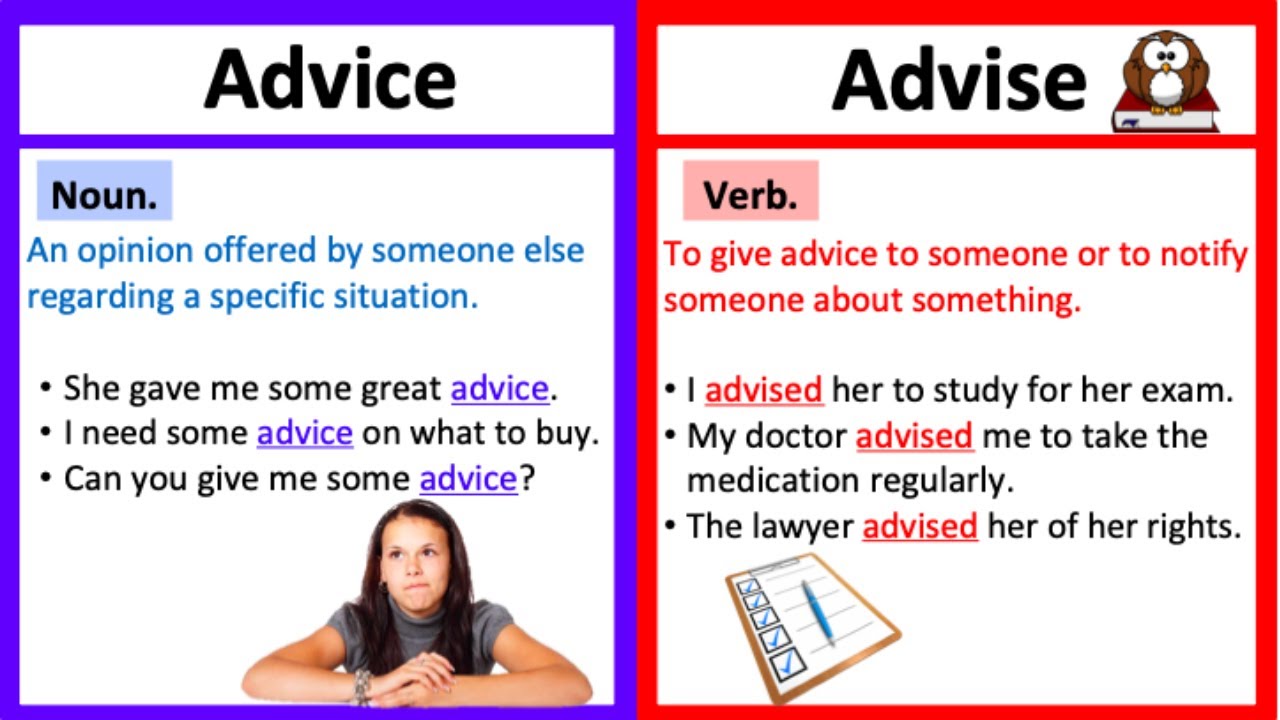 ADVICE vs ADVISE  🤔| What's the difference? | Learn with examples