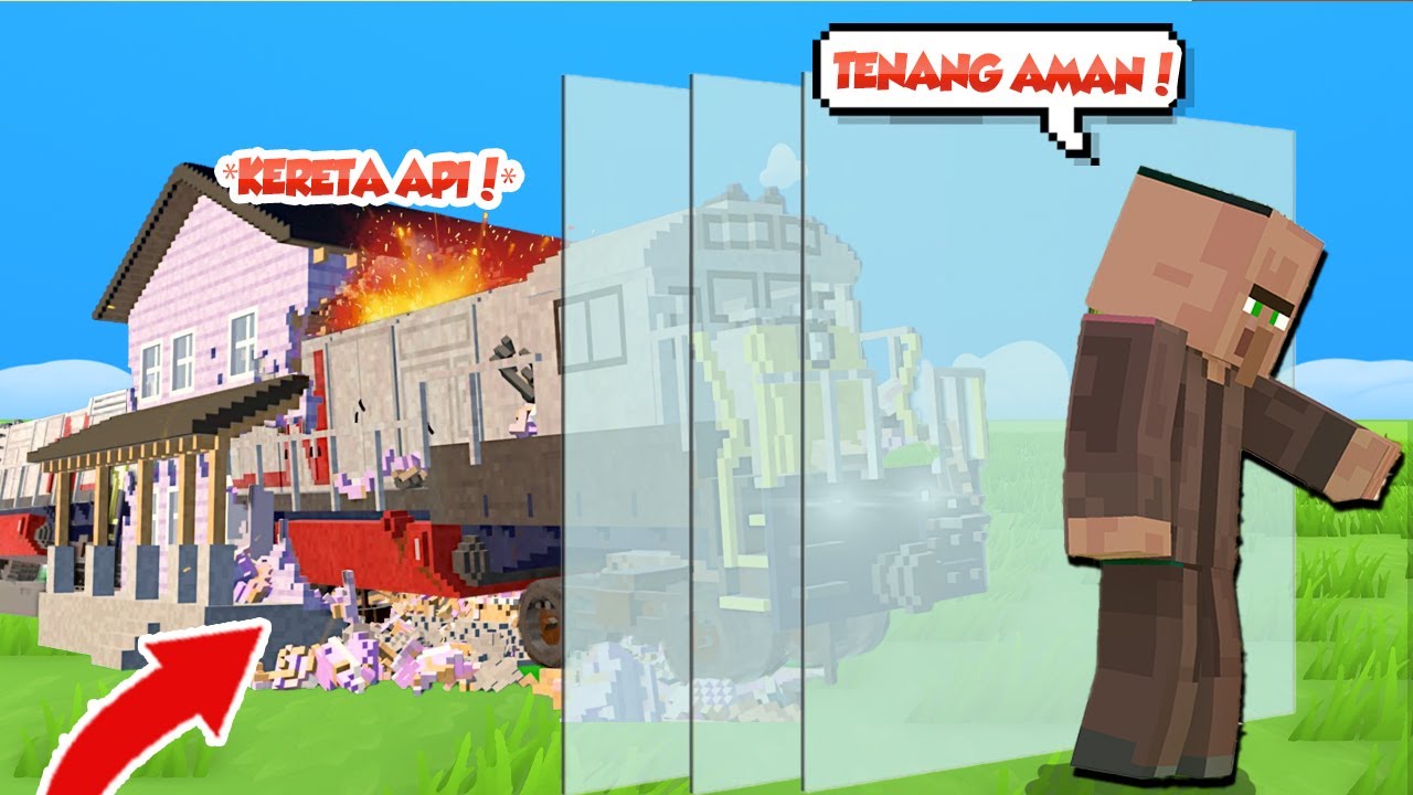 KERETA API VS VILLAGER DIBALIK 100 LAPIS KACA ANTI PELURU !!!