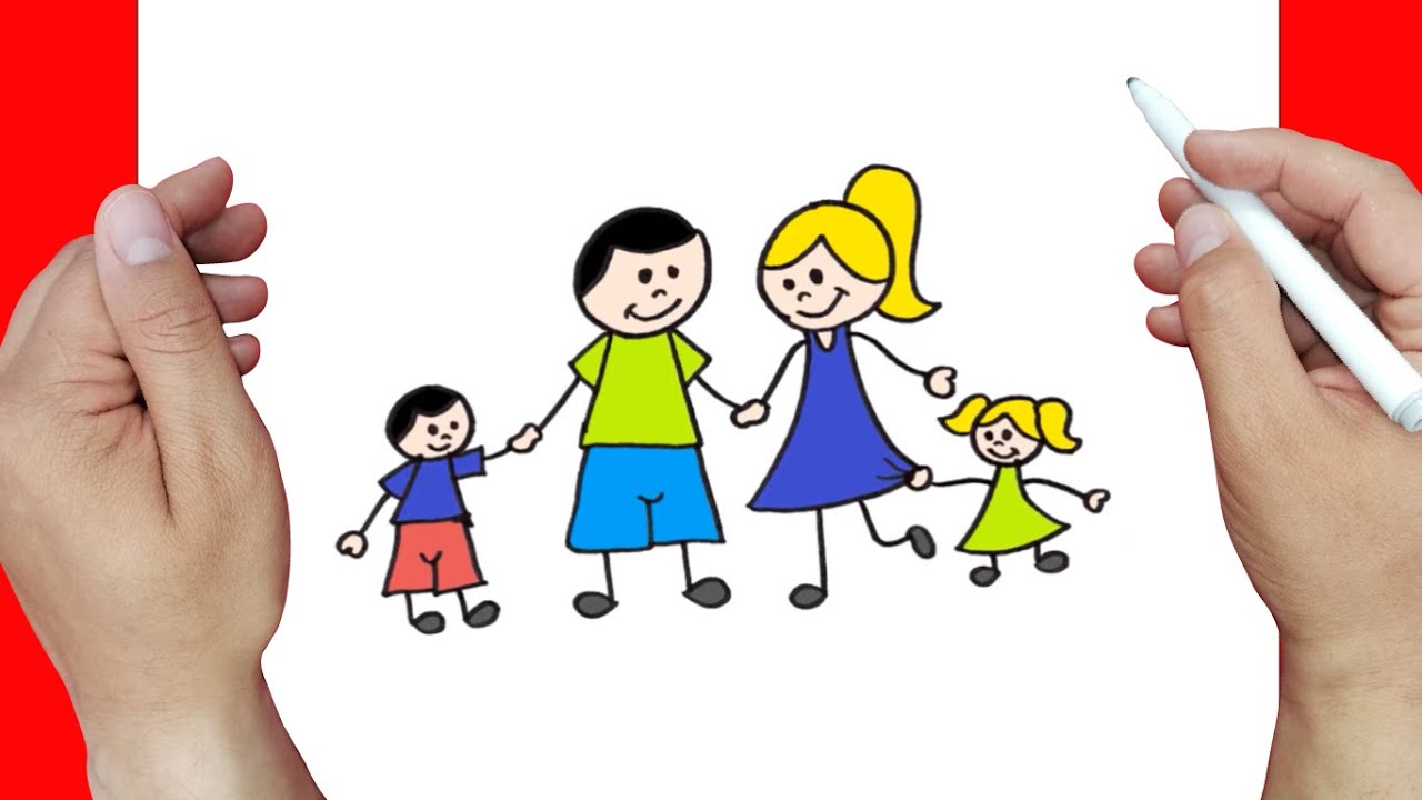 Como dibujar una familia facil y rapido 👨‍👩‍👧‍👦👨‍👩‍👧‍👦