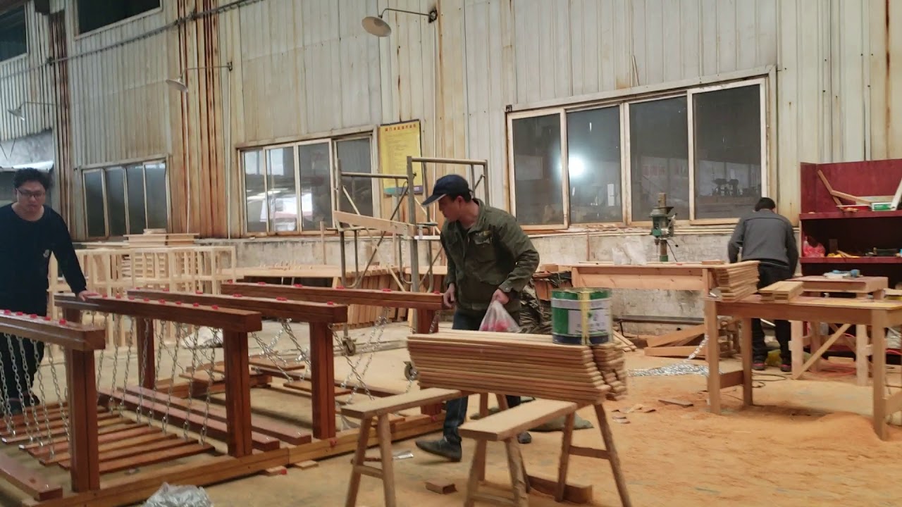 Wooden playground manufacturing workshop.